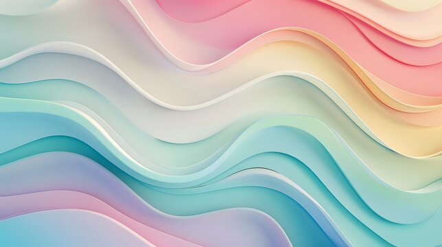 Pastel waves abstract background illustration, soft gradient flow dreamy design