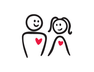 Hand drawn Simple Love couple lovers Illustration. Doodle cute Representing Affection and Togetherness in Life Heartfelt Connection