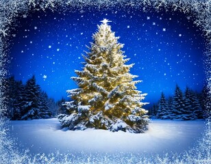 Christmas tree in snow