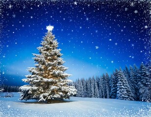 Naklejka premium Christmas tree in snow