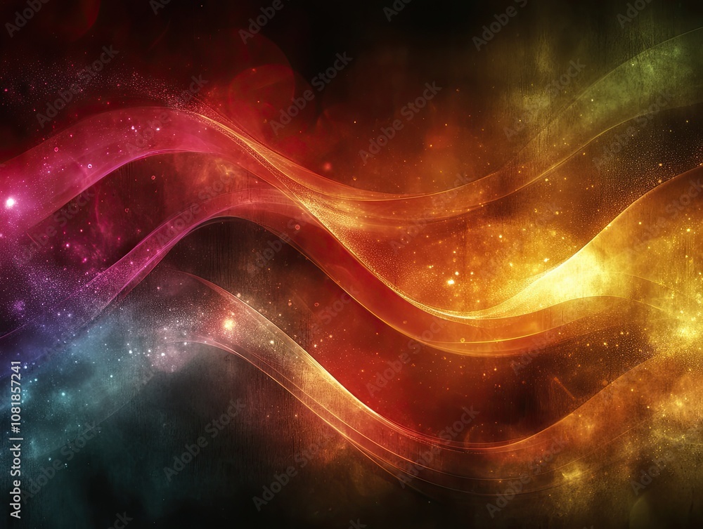 Poster abstract background with glowing curves. this colorful image is perfect for adding a modern, futuris