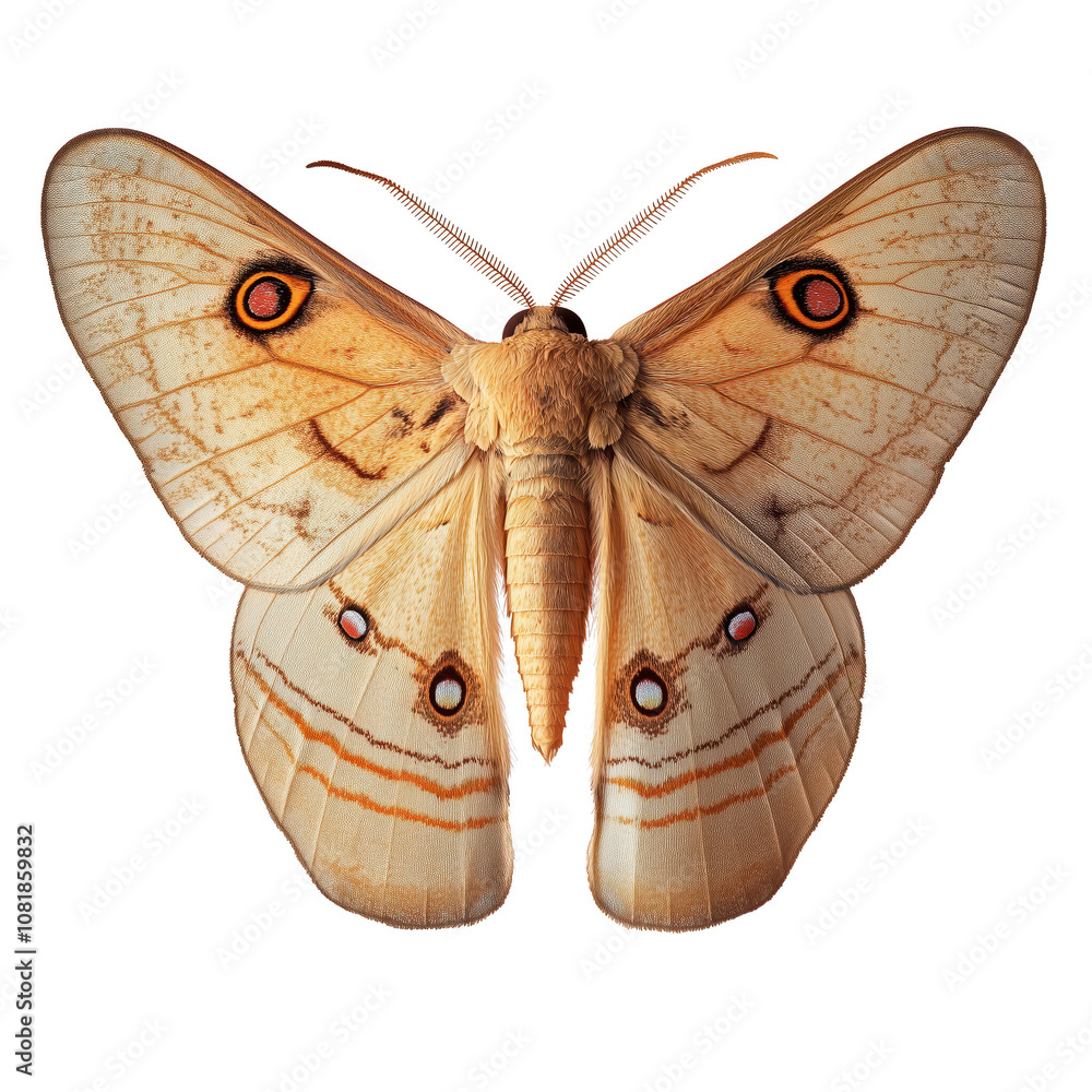 Poster detailed close up of beautiful moth with intricate patterns and colors. isolated on transparent back