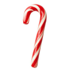 Delightful Close-Up of a Bright and Colorful Christmas Candy Cane Perfect for Holiday Decoration or Sweet Treats, on the transparent background