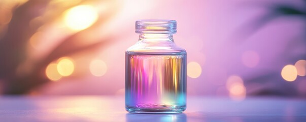 Timeless vintage glass bottle showcasing stunning iridescent shimmer and intricate details.