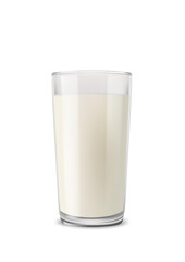 Vector full milk in a glass, isolated on a white background.