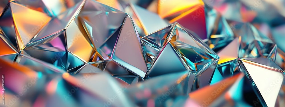Aufkleber 3d rendering of a poly texture background featuring colorful geometric shapes