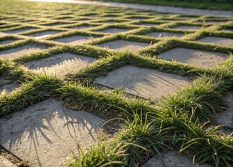 Naklejka premium Documenting the Intricate Textured Patterns of Grass Forming Geometric Lines in Nature's Landscape Showcasing the Beauty of Natural Geometry and Organic Designs