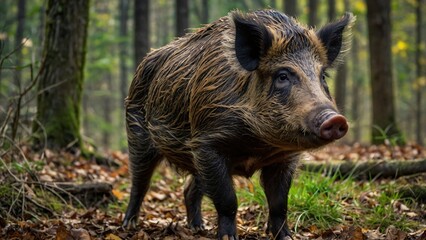 a pig in a green forest
