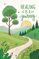 Obraz premium Scenic landscape illustration with 