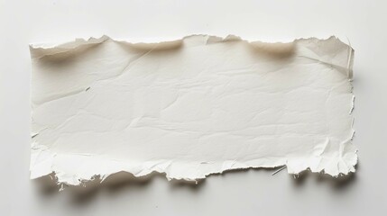 Torn white paper texture. Ragged, off-white paper piece.  Suggests fragility, message, or secret.