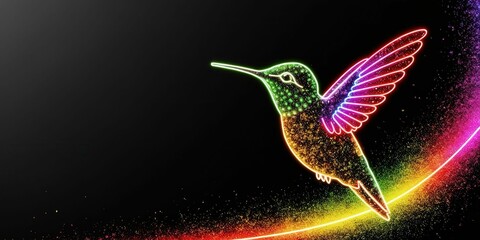 Fototapeta premium Vibrant 3d hummingbird animation abstract background colorful high contrast festive concept for eye-catching banners