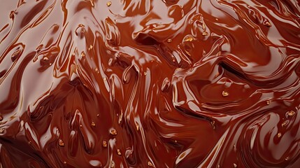 Close-up of rich, glossy chocolate swirl with a smooth texture, creating an indulgent and appetizing look.