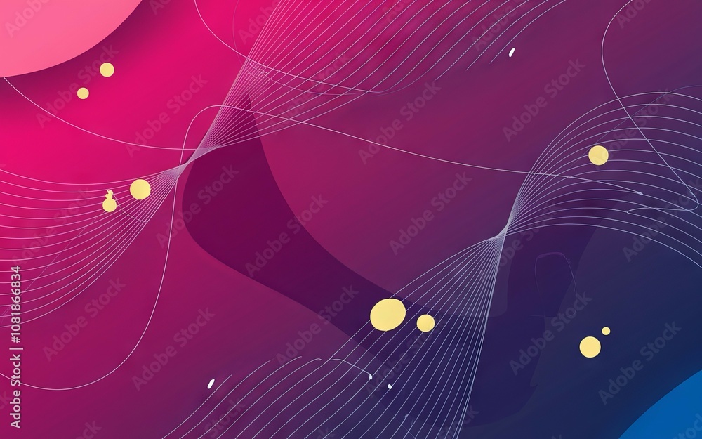 Poster abstract pink blue curves. dynamic gradient backdrop with flowing lines and dots; symbolizes energy 