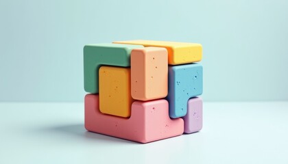 Sensory toys with colorful building blocks on a light background