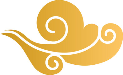 Vector : Golden Chinese Style Classic Clouds Vector Decorative Ornament Gradient Gold © Martin