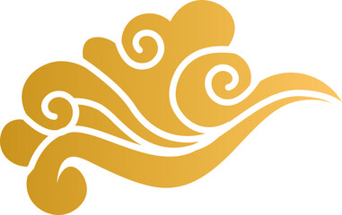 Vector : Golden Chinese Style Classic Clouds Vector Decorative Ornament Gradient Gold © Martin