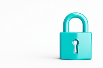 digital lock icon, cyber security symbol, holographic effect, metallic and blue, isolated on white background