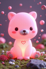 Obraz premium Cute Pink Cartoon Animal Figurines in a Fantasy Scene