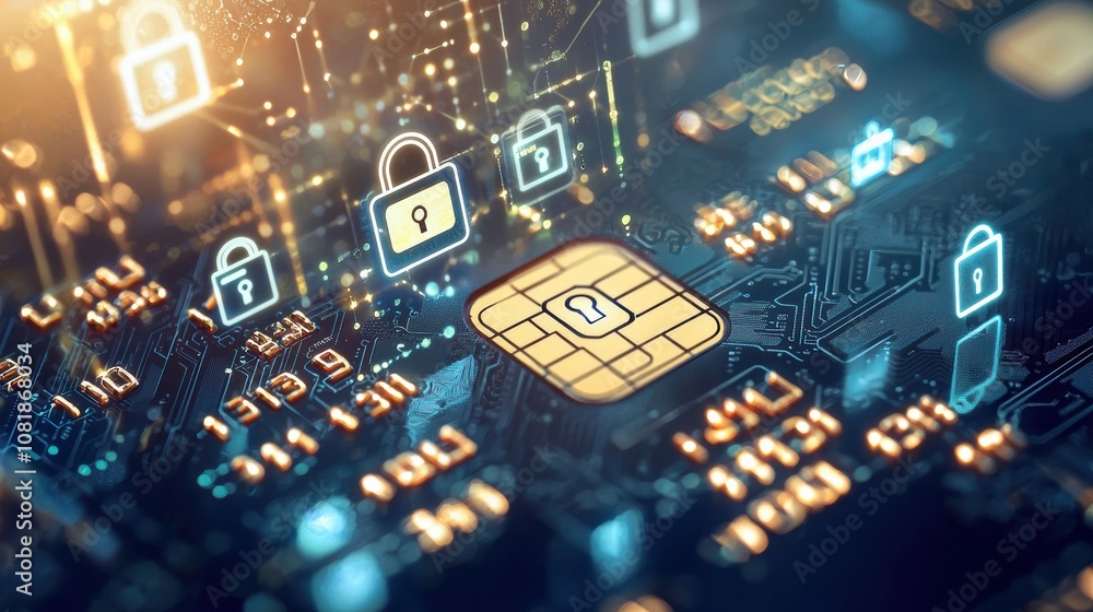 Poster securing digital transactions cybersecurity measures data protection technology environment close-up