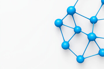 3D digital neural network, tech symbol, glowing blue nodes, isolated on white background