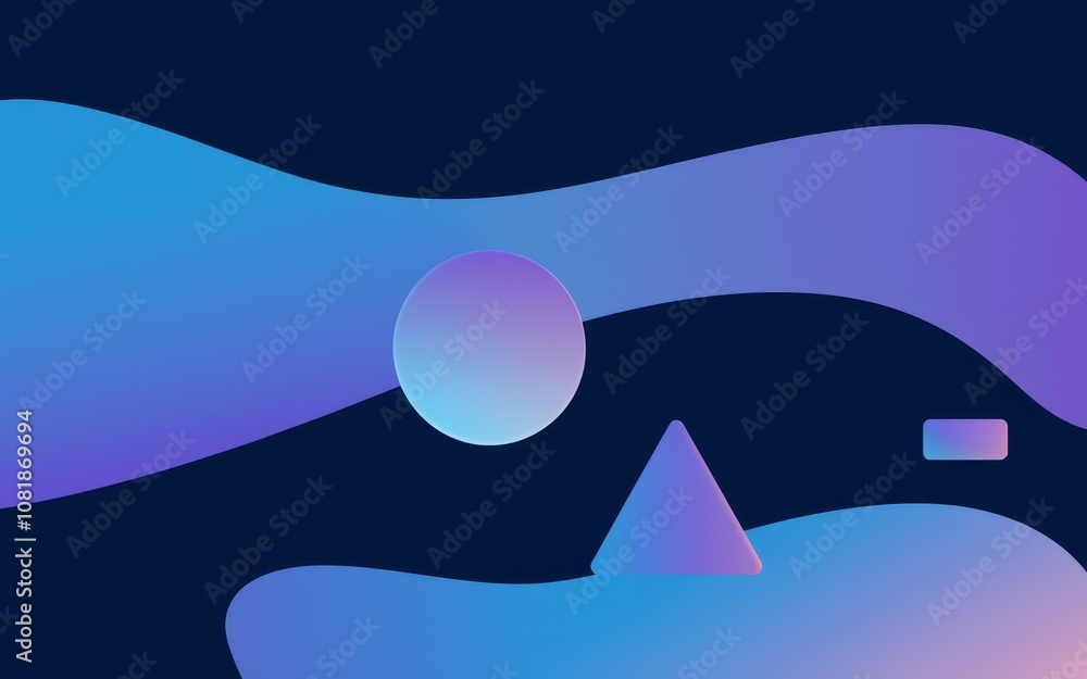 Aufkleber abstract blue gradient shapes. serene color blend evokes calm; fluid shapes suggest movement and flo
