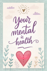 Obraz premium Mental health awareness poster with heart design 