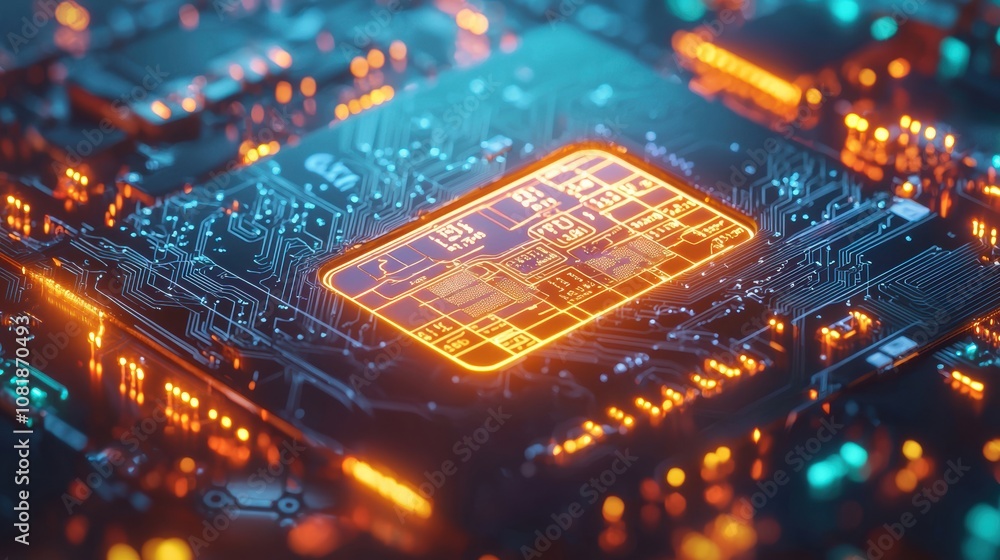 Poster innovative technology circuit board design digital environment graphic visualization close-up view f
