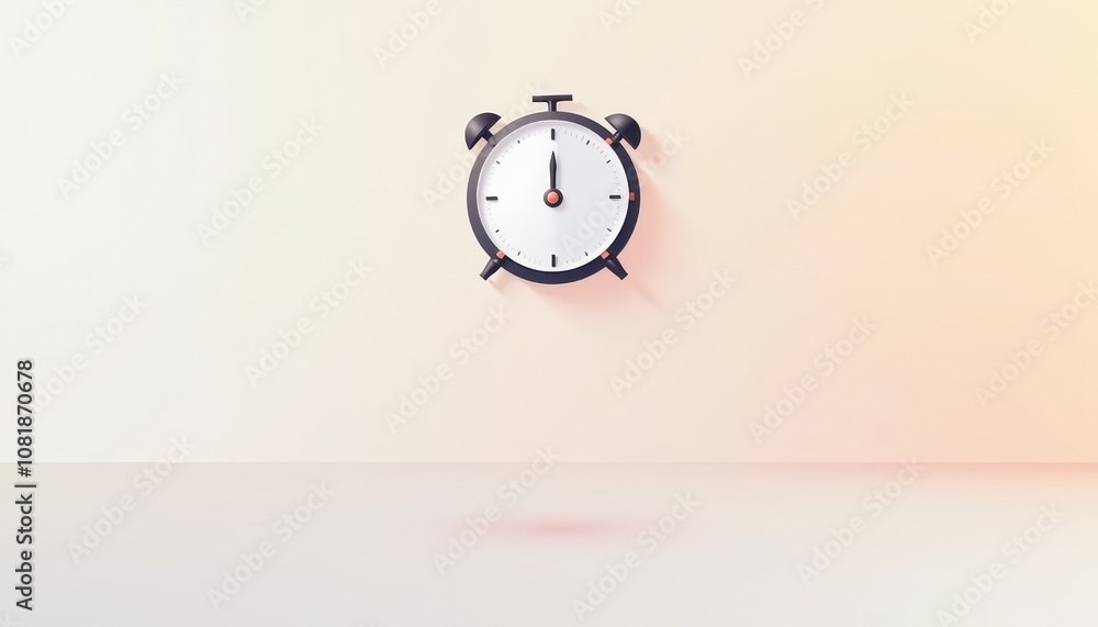 Poster minimalistic alarm clock illustration symbolizing time management with a soft gradient background