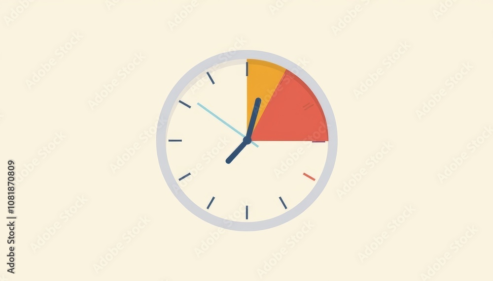 Poster creative clock illustration symbolizing time management with colorful segments on a light background