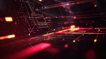 Dynamic light trails and data streams digital space abstract visualization futuristic environment high-tech viewpoint concept of connectivity and innovation