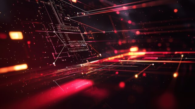 Dynamic light trails and data streams digital space abstract visualization futuristic environment high-tech viewpoint concept of connectivity and innovation - Powered by Adobe