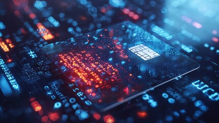 Digital technology event featuring sim card innovations virtual data environment high-tech perspective cybersecurity concept