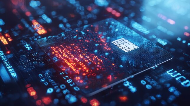 Digital technology event featuring sim card innovations virtual data environment high-tech perspective cybersecurity concept