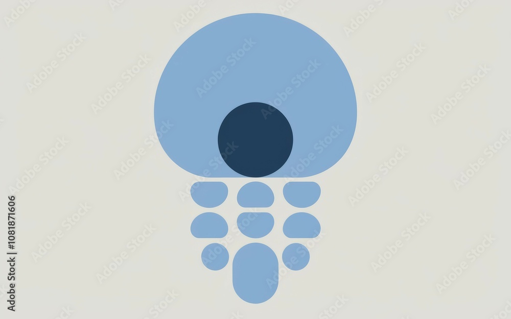Aufkleber blue abstract shapes design. modern minimalist art. circles and ovals create a calming, balanced ima