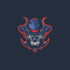 Fototapeta premium devil in a hat logo design