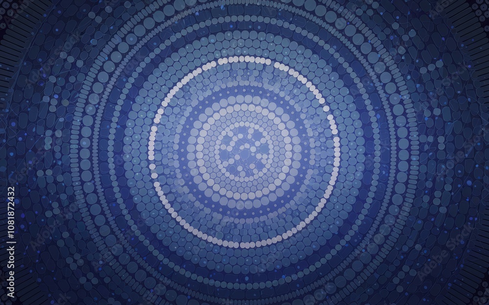 Poster blue circular pattern design. abstract concentric circles radiate peace and unity. a mesmerizing vis