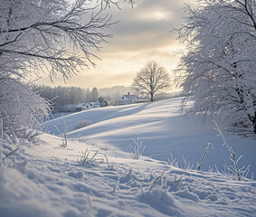 Obraz premium winter landscape with trees and snow