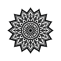 A circle pattern mandala silhouette features intricate, symmetrical designs radiating from a central point, creating a harmonious, balanced, and calming visual effect.