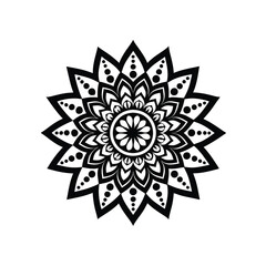 A circle pattern mandala silhouette features intricate, symmetrical designs radiating from a central point, creating a harmonious, balanced, and calming visual effect.