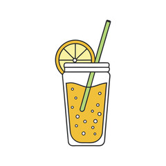 A minimalist line art design featuring a classic lemonade theme: a glass with lemon slices, a straw, and subtle ice cubes, capturing freshness and simplicity.






