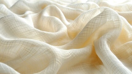 Soft, flowing, and luxurious cream-colored fabric with a subtle grid pattern.