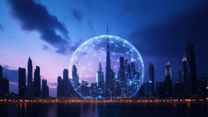 Obraz premium Futuristic Geodesic Transparent Structure Showcasing Innovative Architectural Design and Modern Aesthetics