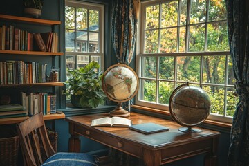 Globes and Books by the Window
