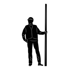 Fototapeta premium builder on white background silhouette, vector