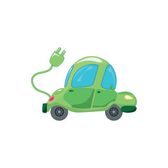 Electrocar battery charging. Cartoon illustration. Vector illustration