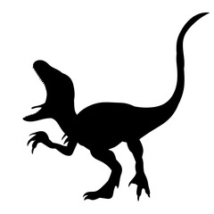 dinosaur roars on white background silhouette, vector