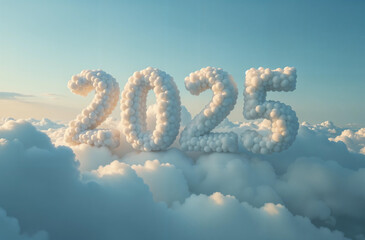 Fototapeta premium Planning 2025 review new year symbol. Forward to a bright future. Concept words 2025 Review on beautiful blue sky. Beautiful blue sky clouds background. free future. Business 2025 review new year