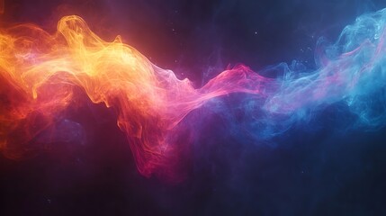 Flowing rainbow smoke creating abstract shapes against a pure black background, the colorful wisps blending into a mesmerizing dance, ethereal and vivid, photorealistic quality, hd clarity,