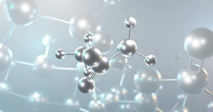 Ammonium acetate rotating 3d molecule, molecular structure of e264, seamless video
