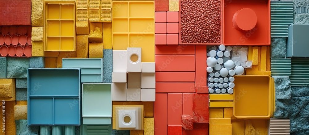 Aufkleber abstract colorful geometric shapes and patterns.